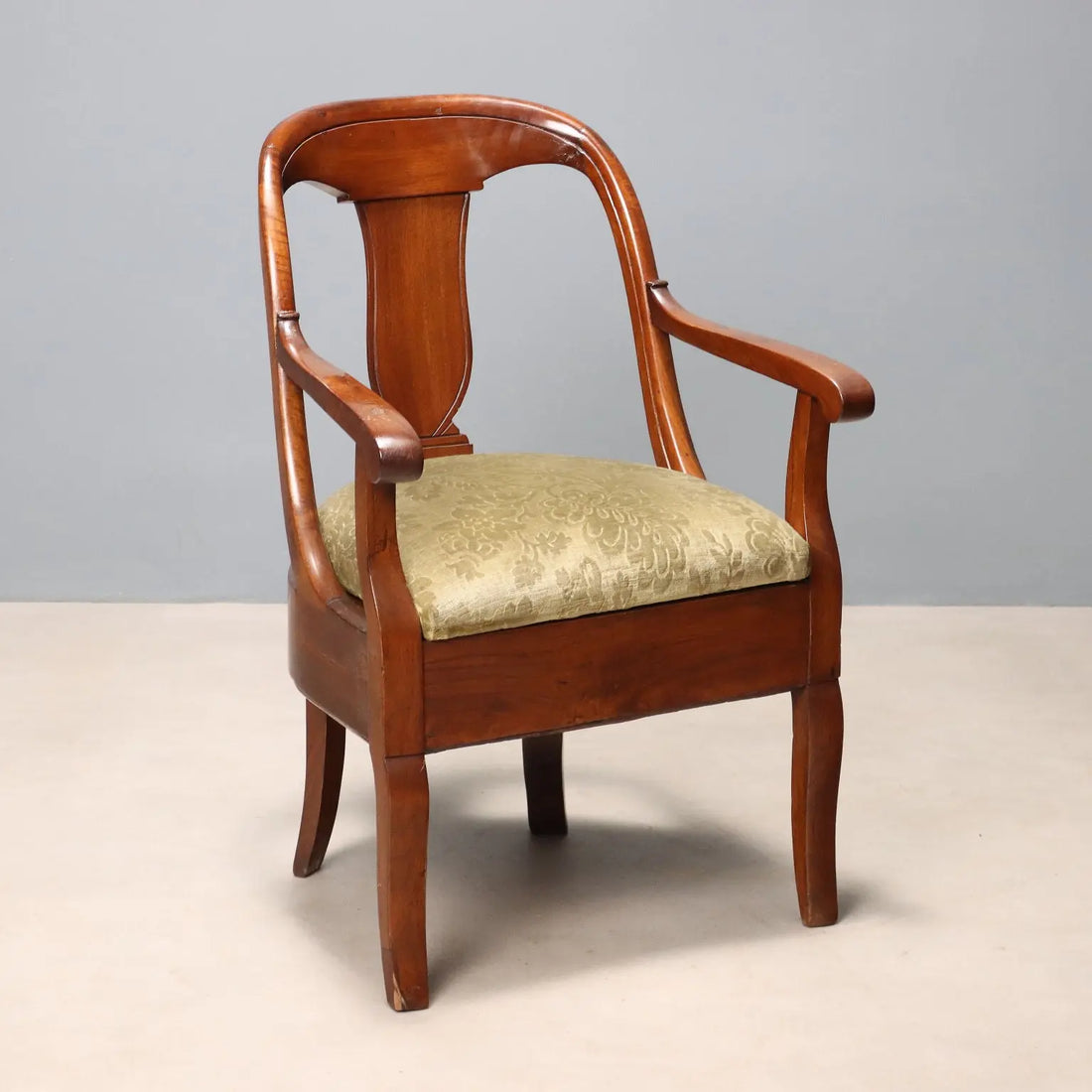 Antique Chair Charles X Walnut Fabric Italy Mid XIX Century - Italy, Mid XIX Century | Antiques | Seating
