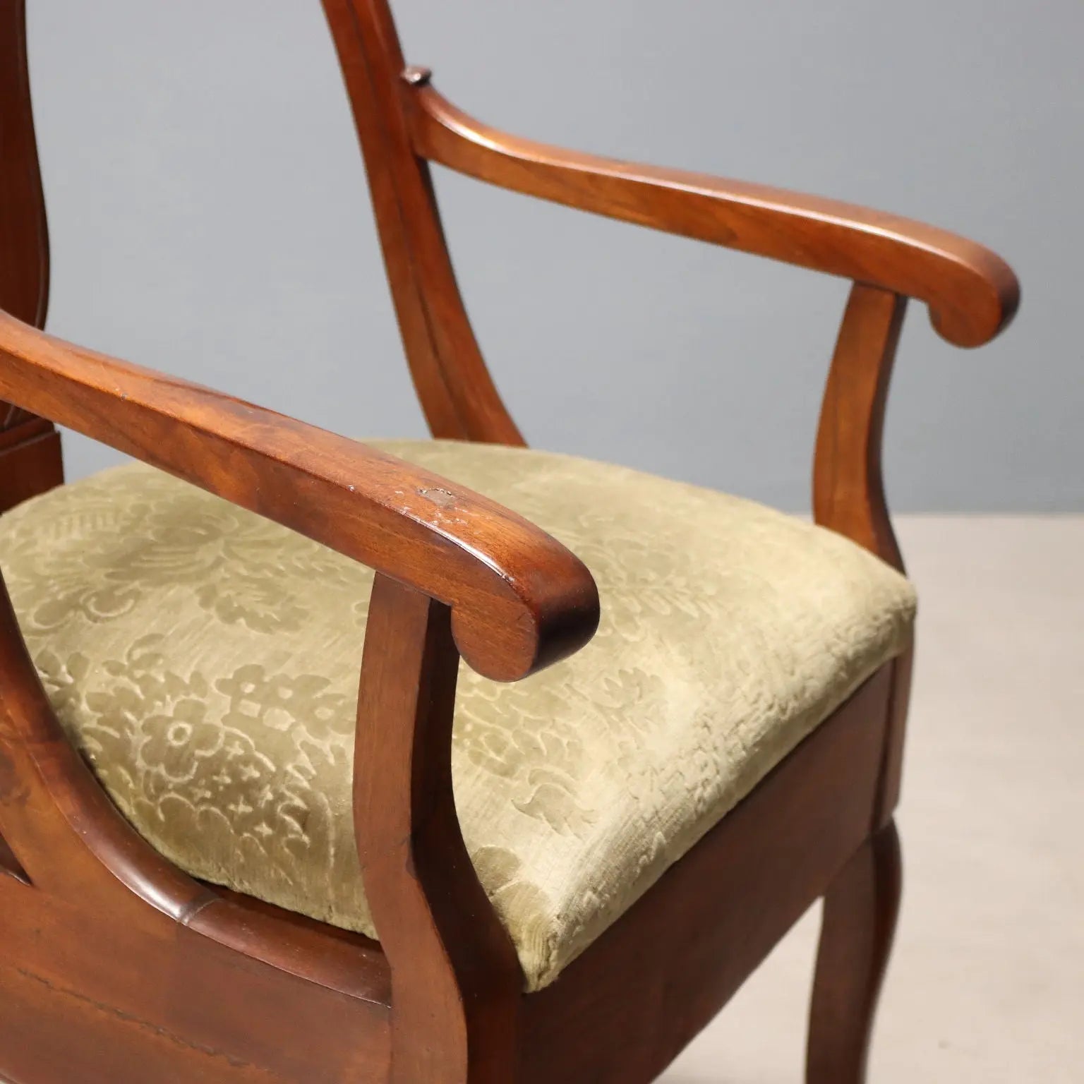 Antique Chair Charles X Walnut Fabric Italy Mid XIX Century - Italy, Mid XIX Century | Antiques | Seating