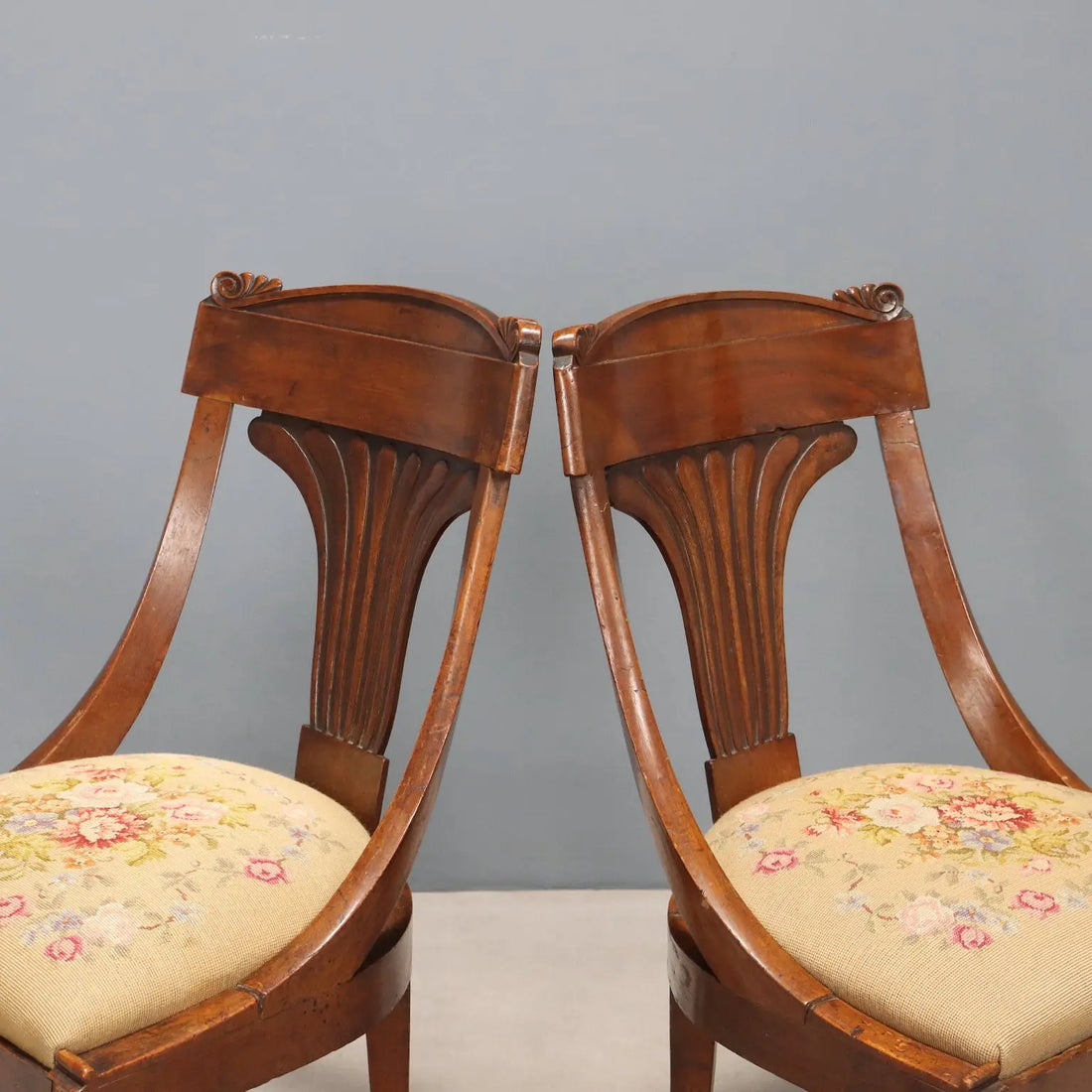 Antique Chairs Louis Philippe Walnut Fabric Italy XIX Century - Italy, XIX Century | Antiques | Seating