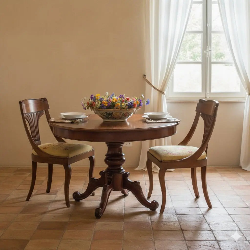 Antique Chairs Louis Philippe Walnut Fabric Italy XIX Century - Italy, XIX Century | Antiques | Seating