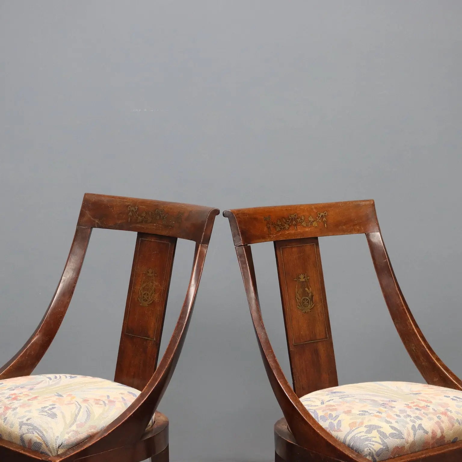 Antique Chairs Charles X Walnut Gilded Metal Italy XIX Century - Lombardy, Early XIX Century | Antiques | Seating