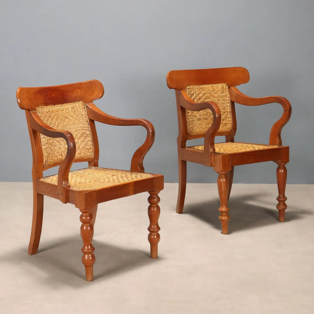 Antique Armchairs Teak Straw United Kingdom XIX Century - England, Late XIX Century | Antiques | Seating