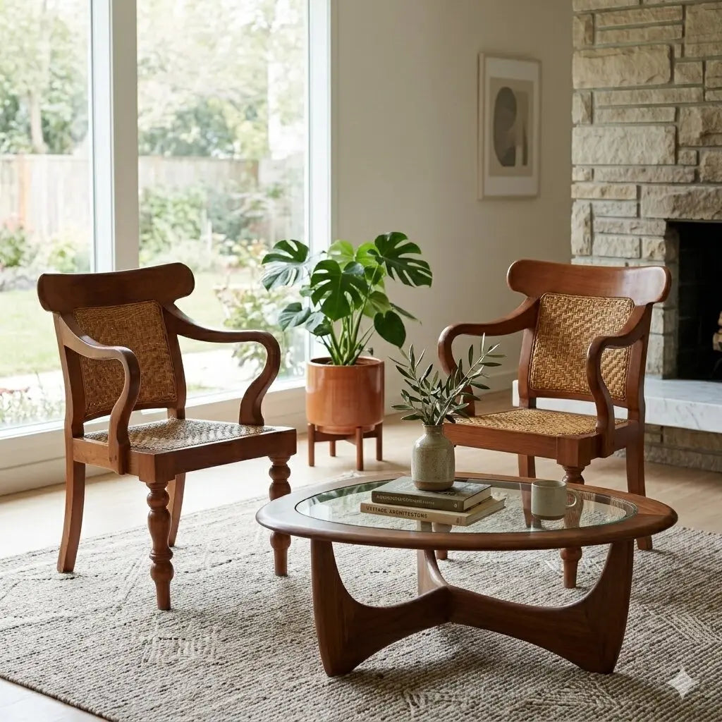 Antique Armchairs Teak Straw United Kingdom XIX Century - England, Late XIX Century | Antiques | Seating