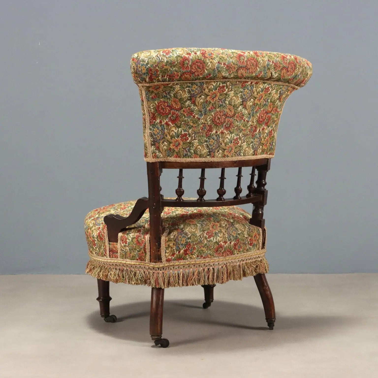 Antique Victorian Armchair with Pouf Fabric England XIX Century - England, Mid XIX Century | Antiques | Seating