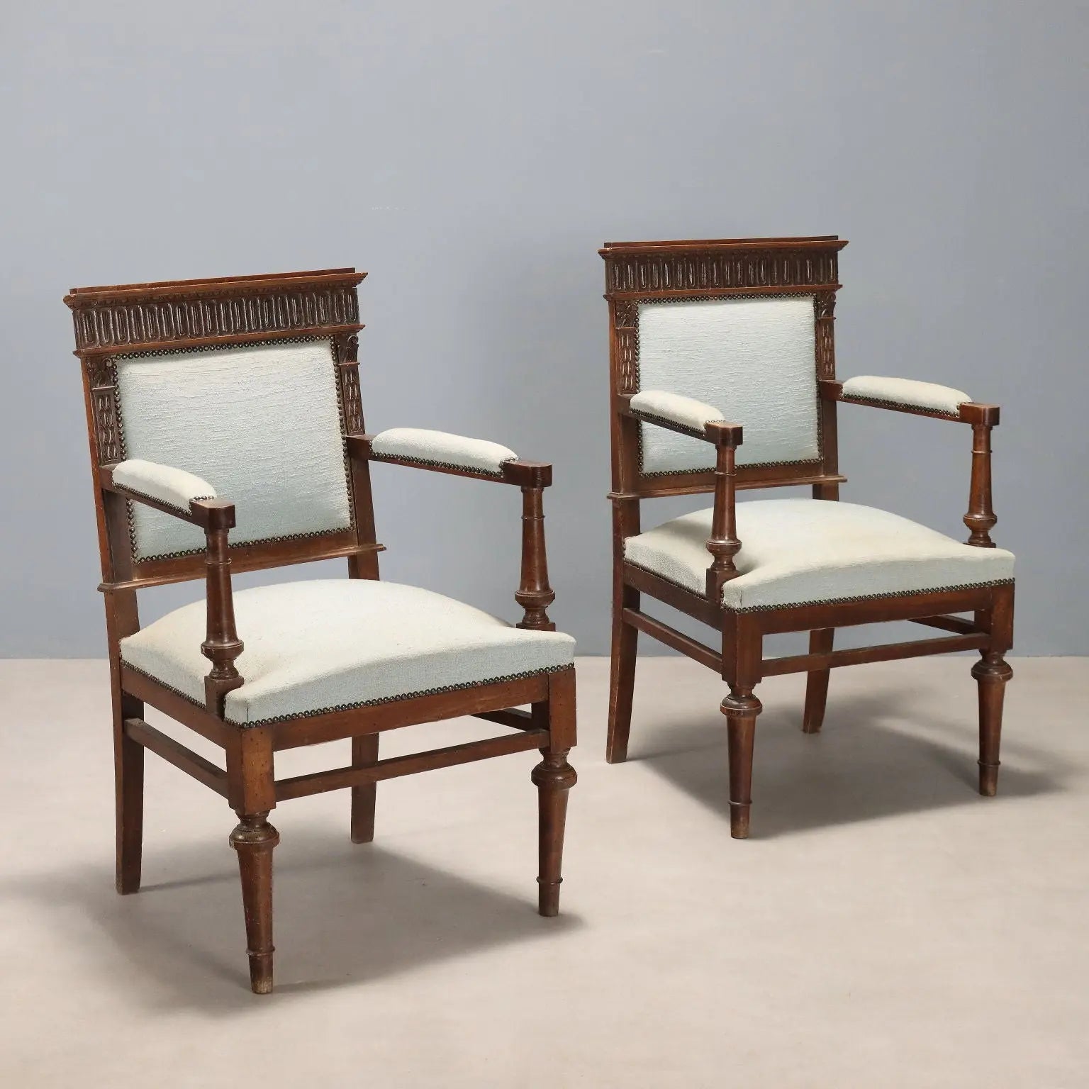 Antique Armchairs Neo-Baroque Walnut Fabric XIX Century - Italy, Late XIX Century | Antiques | Seating