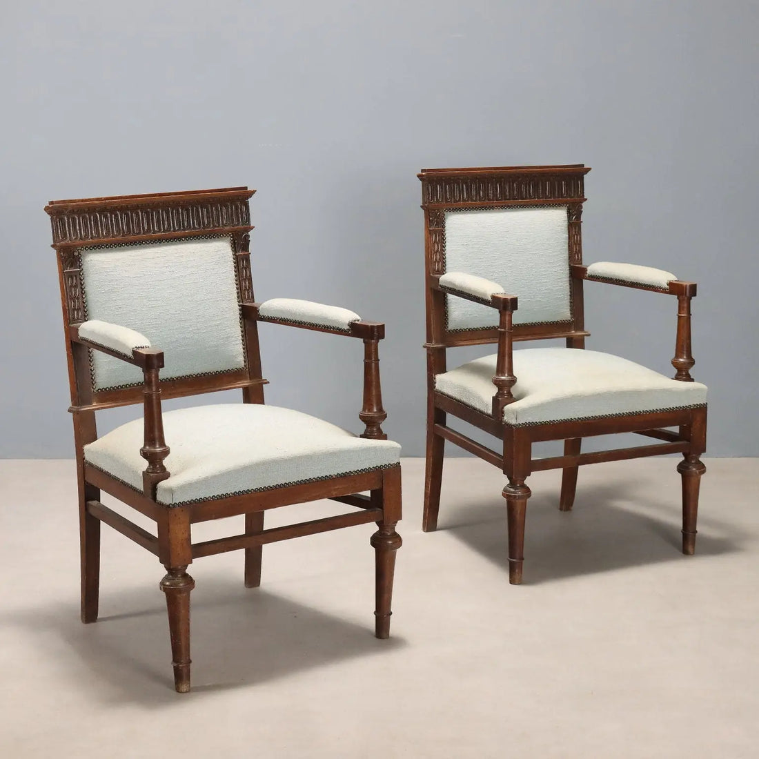 Antique Armchairs Neo-Baroque Walnut Fabric XIX Century - Italy, Late XIX Century | Antiques | Seating