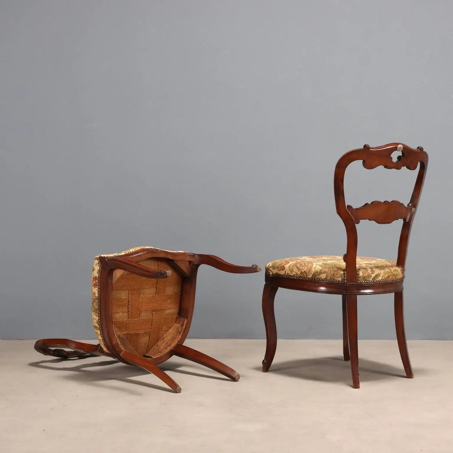 Antique Chairs Louis Philippe Walnut Fabric XIX Century - Italy, XIX Century | Antiques | Seating
