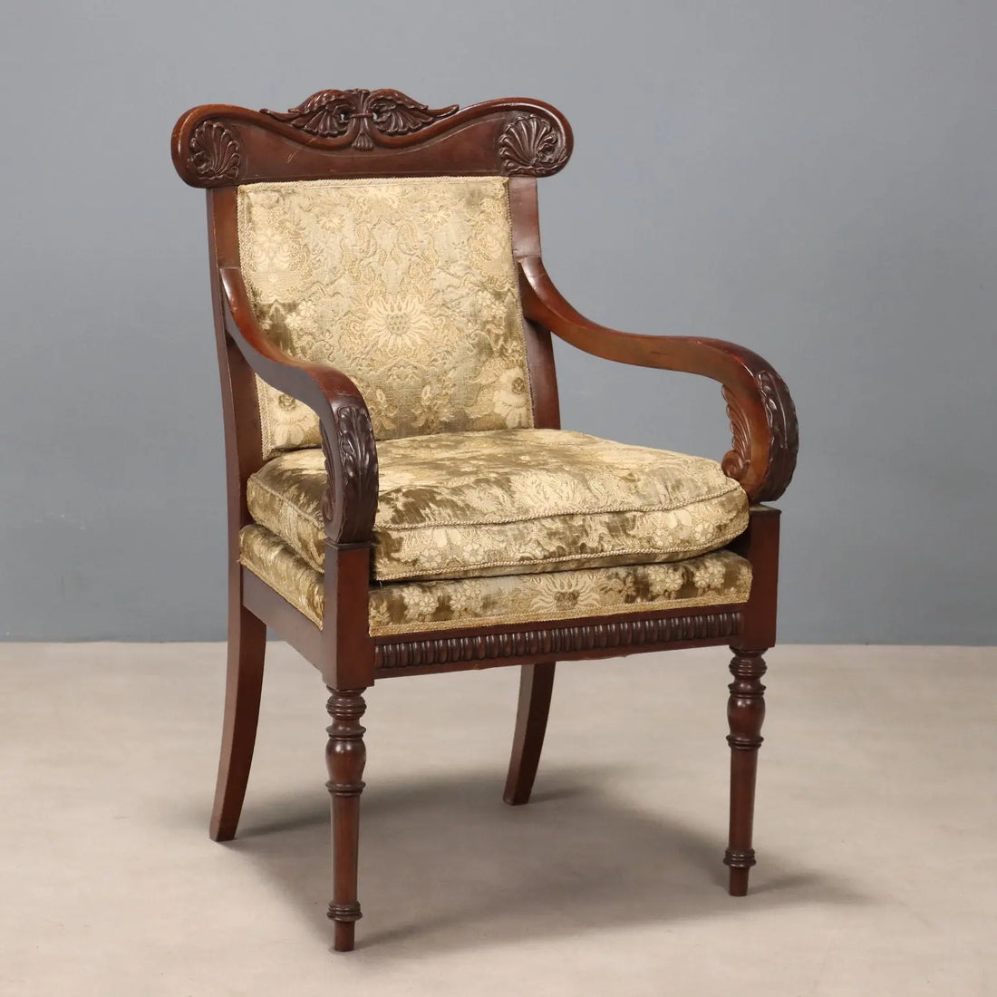 Luigi Filippo Armchair in Mahogany - Italy, 19th Century
