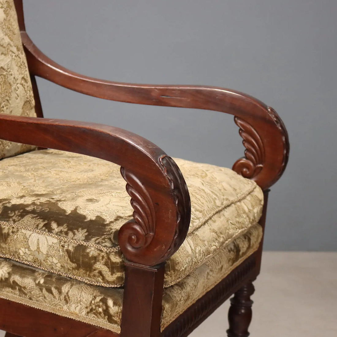 Luigi Filippo Armchair in Mahogany - Italy, 19th Century