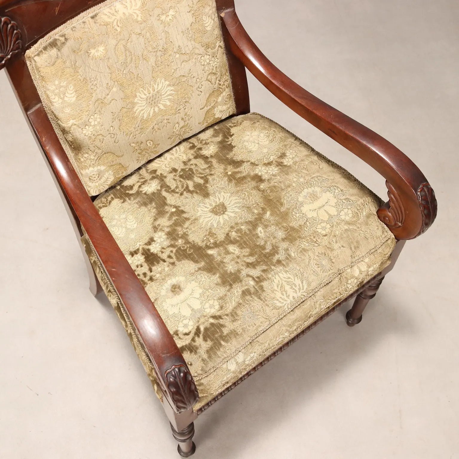 Luigi Filippo Armchair in Mahogany - Italy, 19th Century