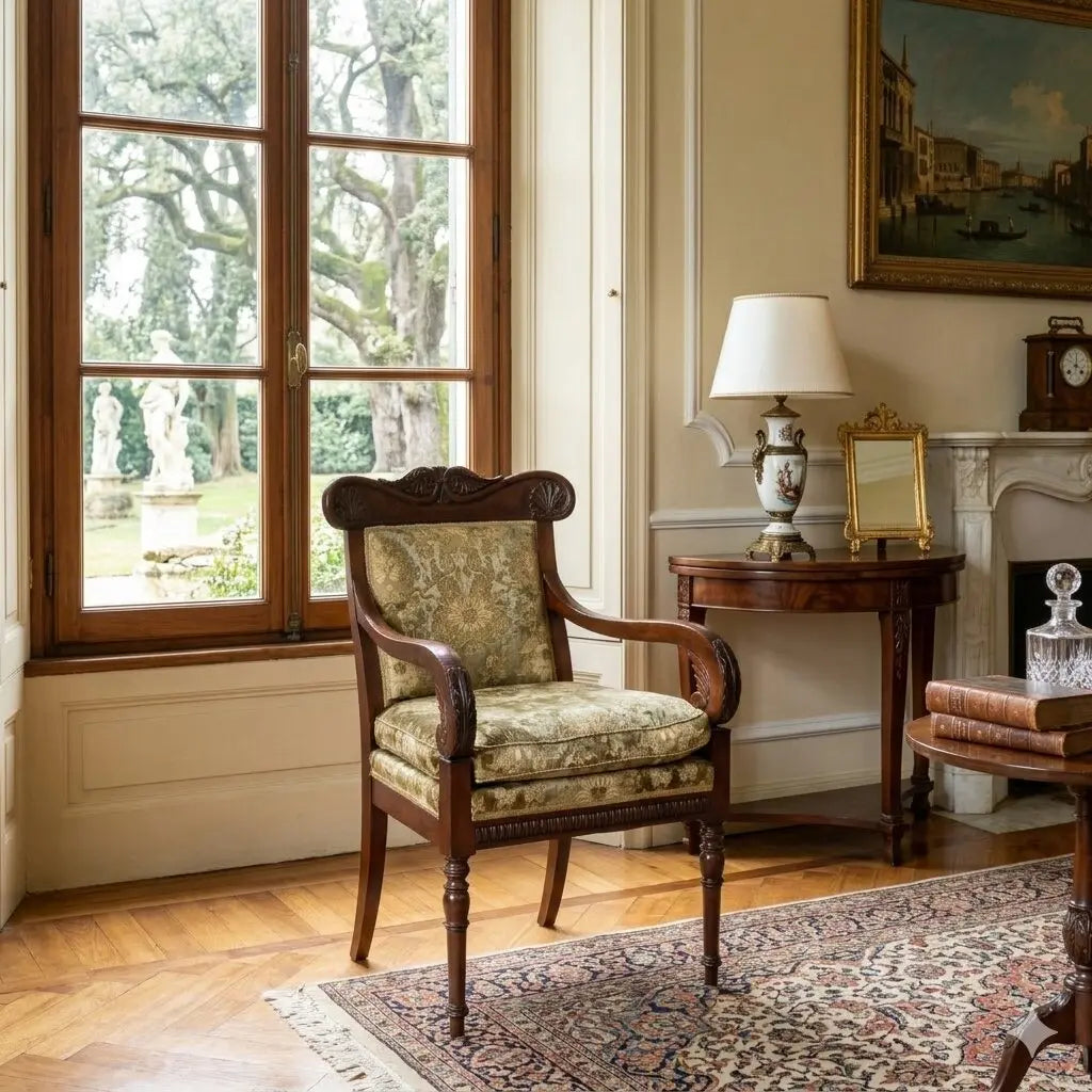 Luigi Filippo Armchair in Mahogany - Italy, 19th Century
