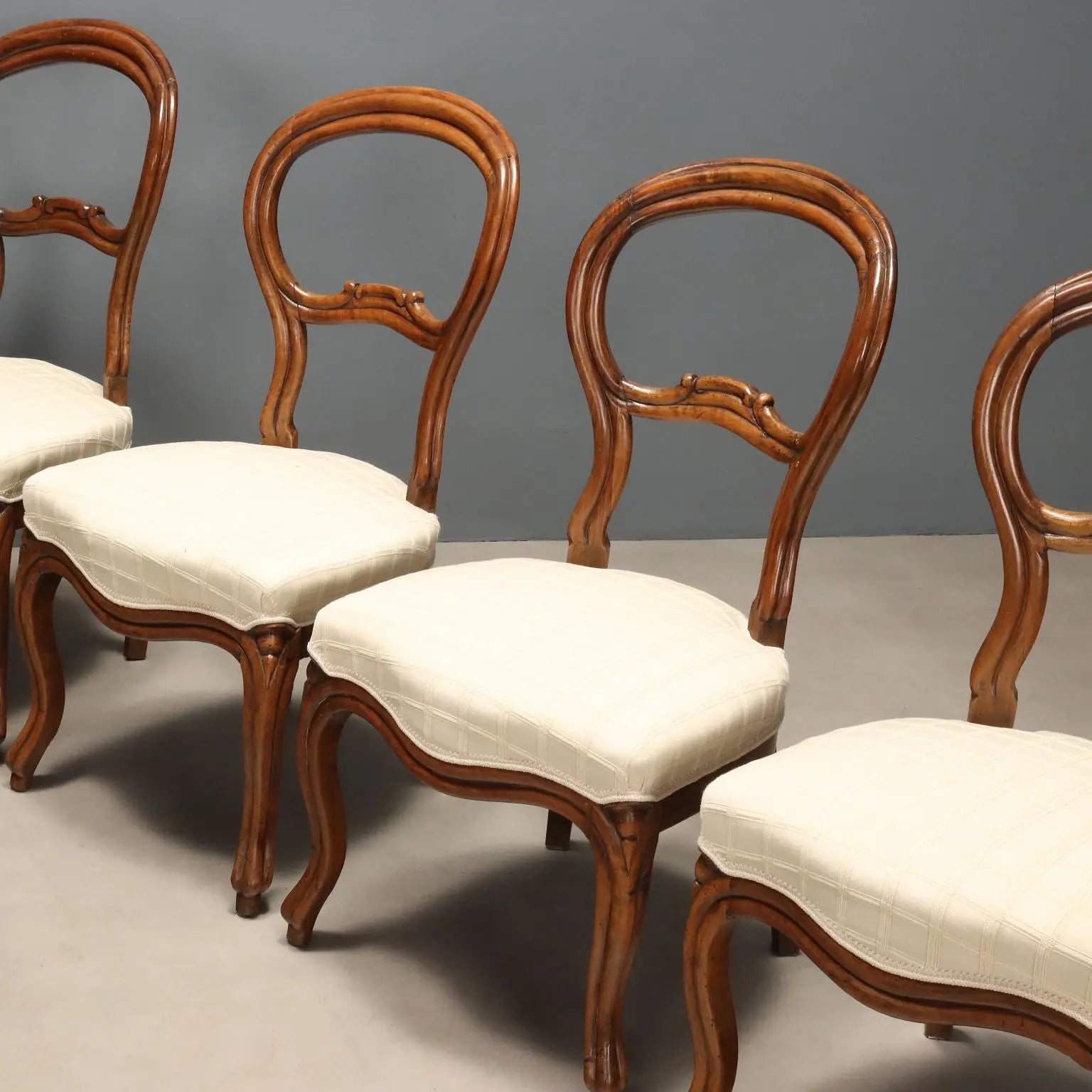Group of Six Walnut Chairs in Louis Philippe Style