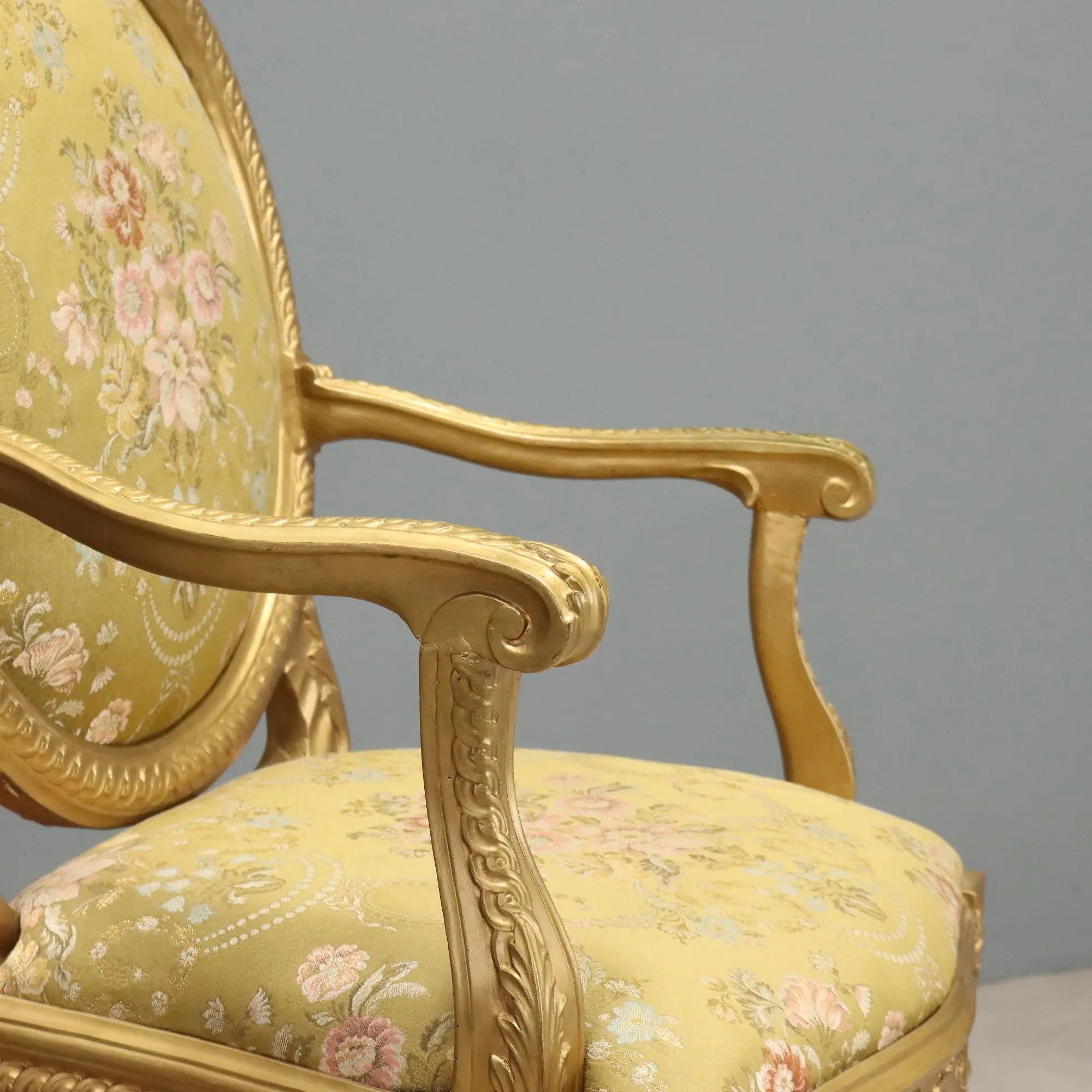 Antique Armchairs Neoclassical Gilded Wood Italy XIX Century