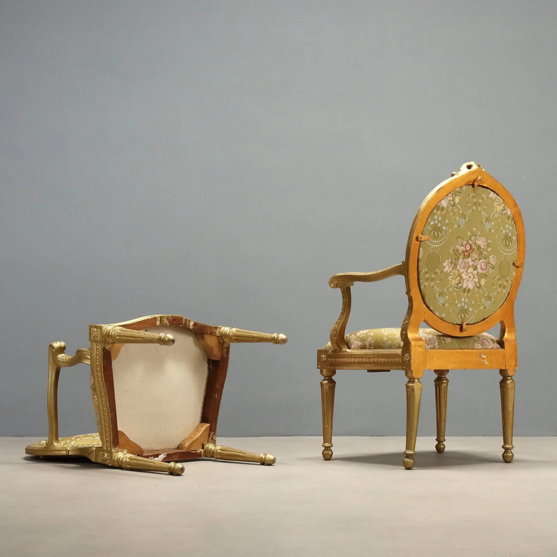 Antique Armchairs Neoclassical Gilded Wood Italy XIX Century