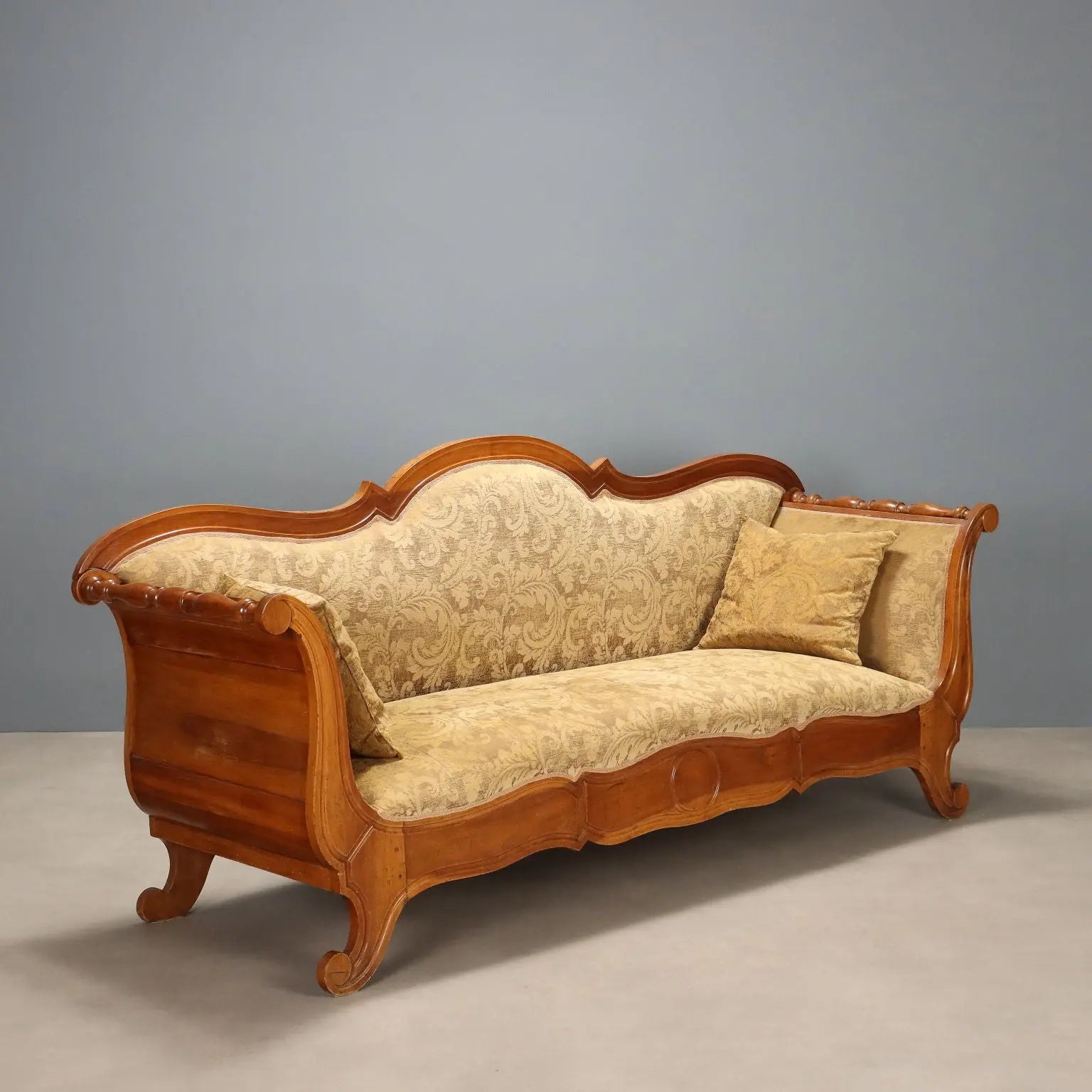 Antique Sofa Louis Philippe Walnut Fabric Italy XIX Century - Italy, XIX Century | Antiques | Seating