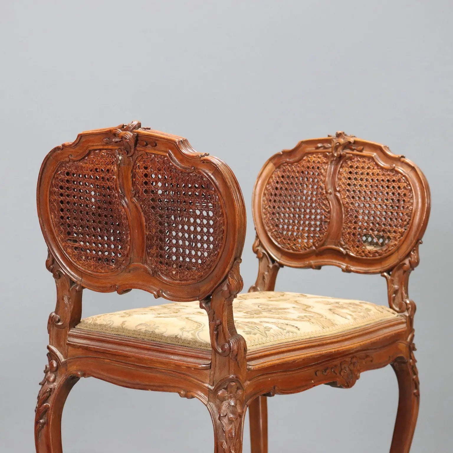 Antique Bench Baroque Style Walnut Fabric Italy XIX Century - Italy, Late XIX Century | Antiques | Seating
