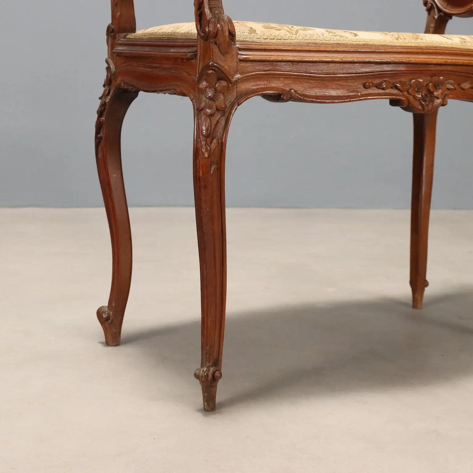 Antique Bench Baroque Style Walnut Fabric Italy XIX Century - Italy, Late XIX Century | Antiques | Seating
