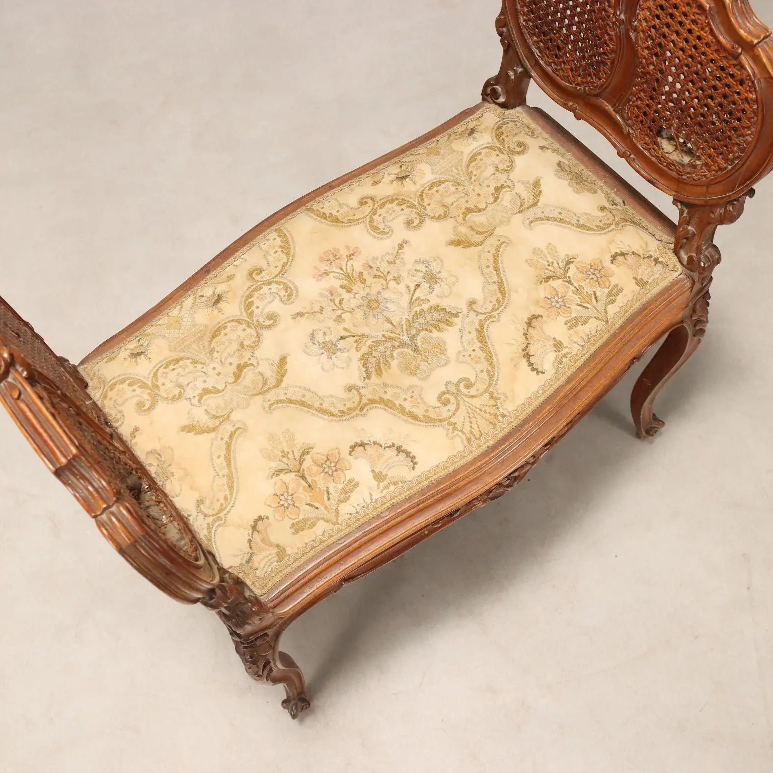 Antique Bench Baroque Style Walnut Fabric Italy XIX Century - Italy, Late XIX Century | Antiques | Seating