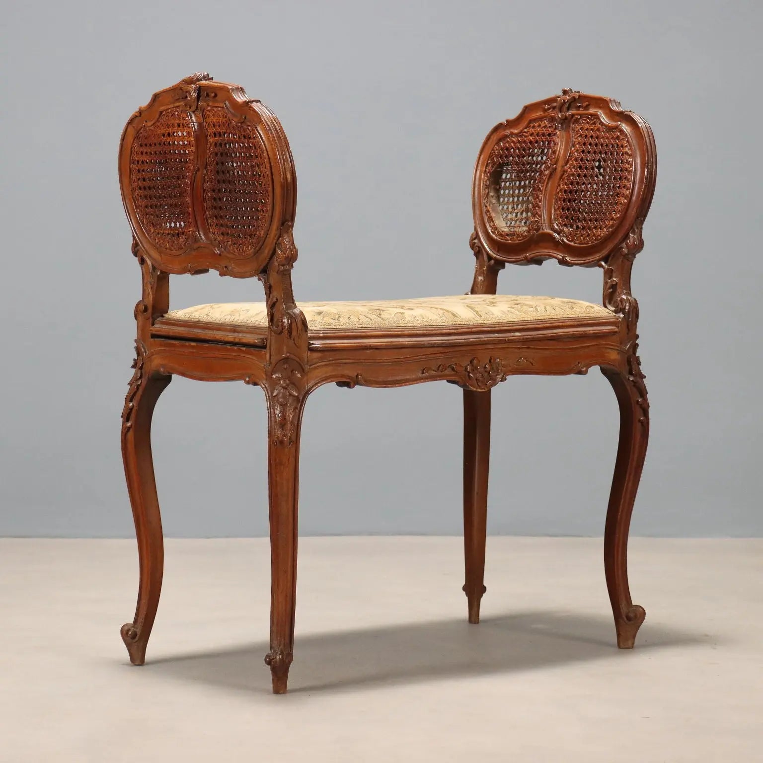 Antique Bench Baroque Style Walnut Fabric Italy XIX Century - Italy, Late XIX Century | Antiques | Seating