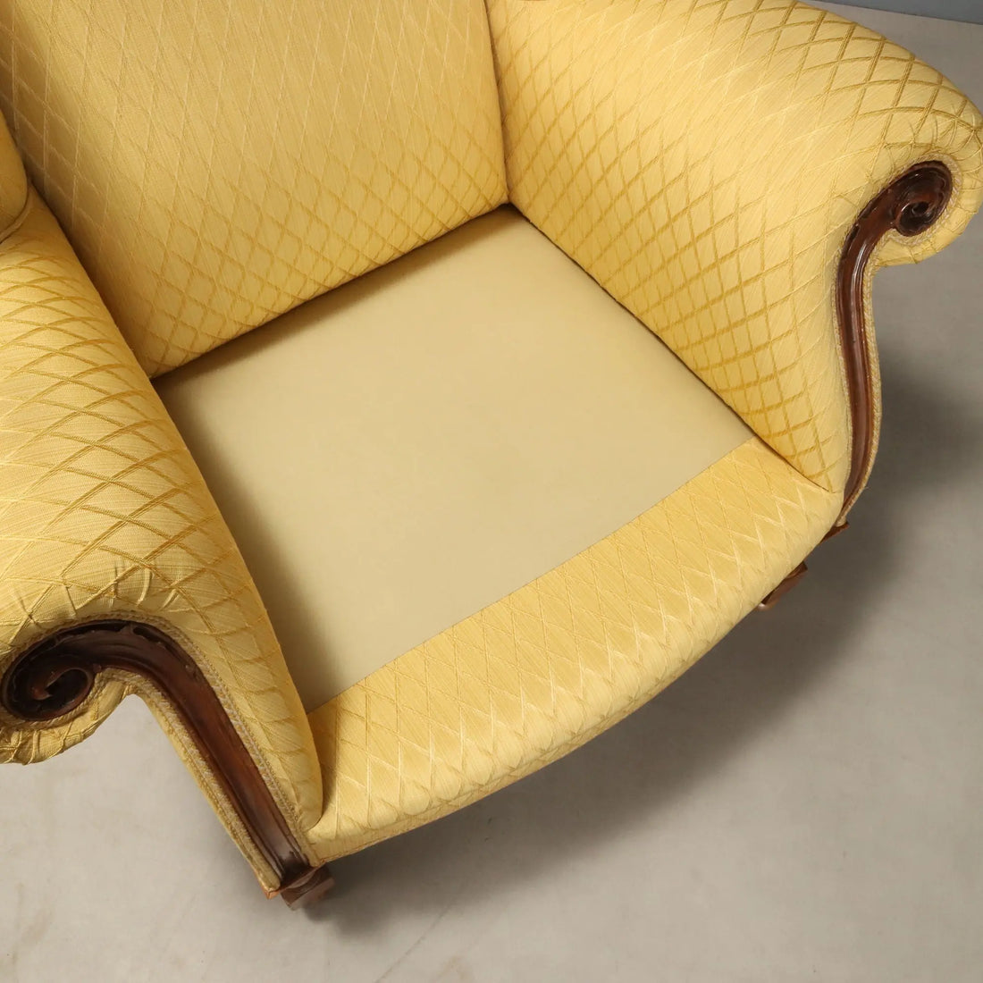 Antique Armchairs Carved Walnut Fabric Italy XX Century