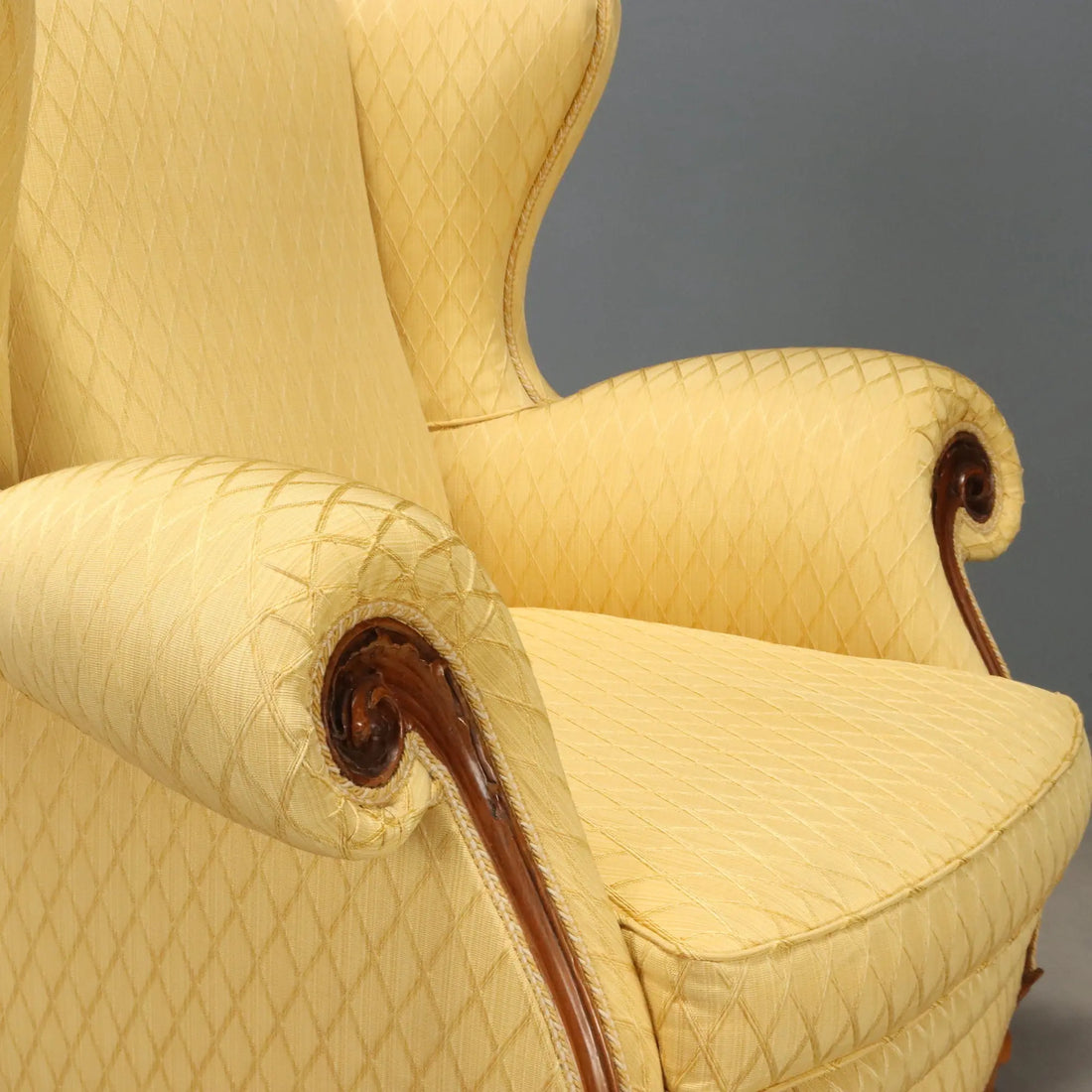 Antique Armchairs Carved Walnut Fabric Italy XX Century
