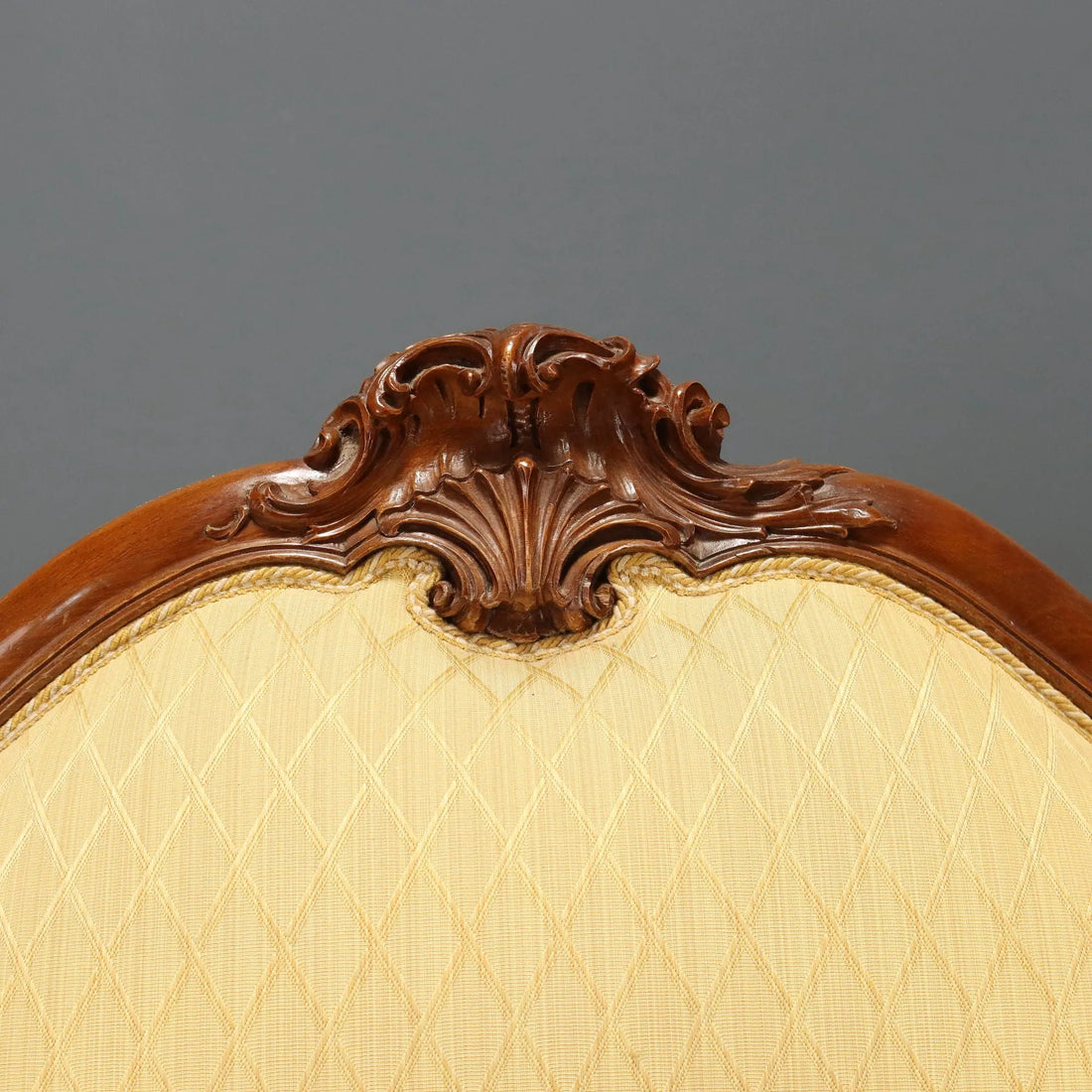 Antique Sofa Walnut Carvings Fabric Italy XX Century