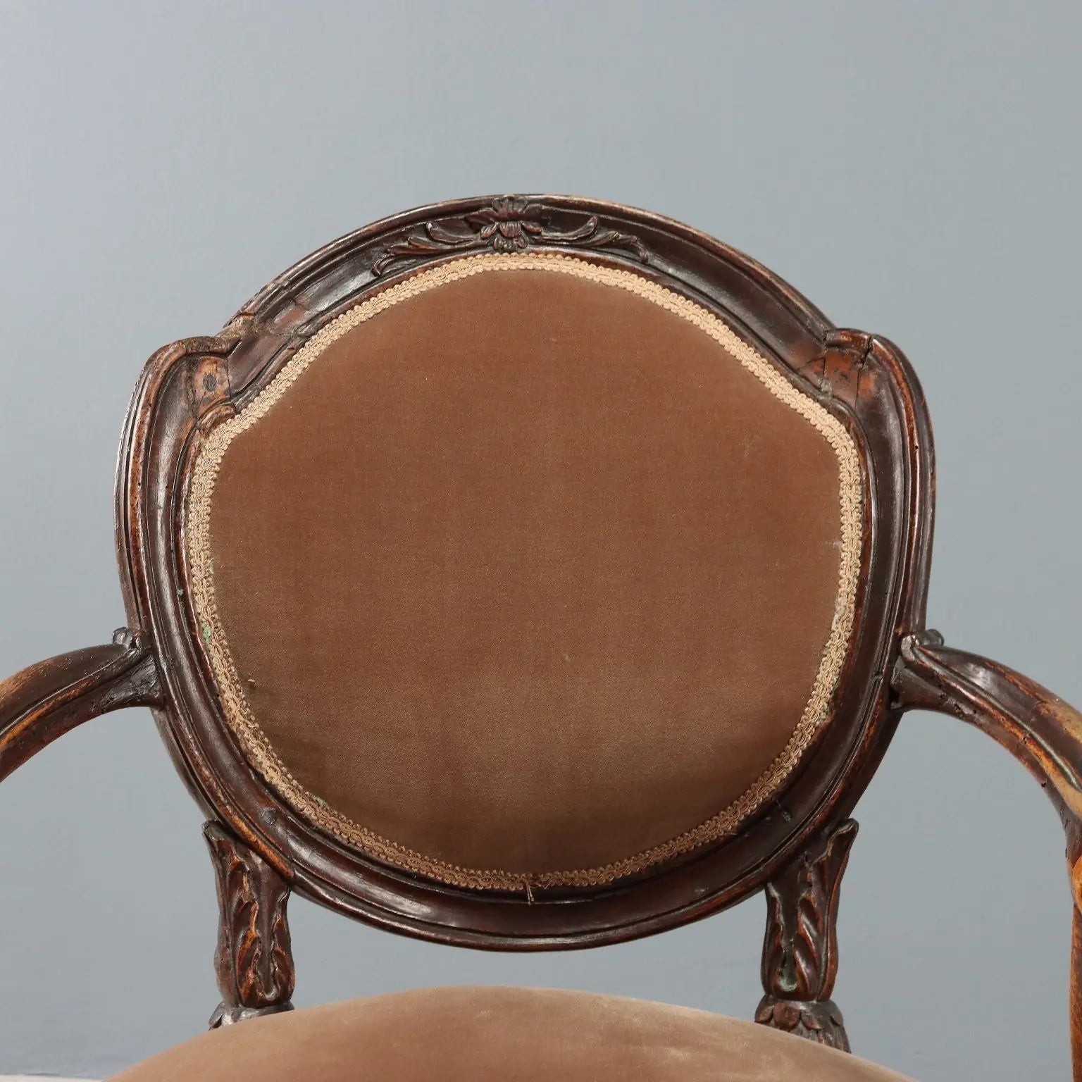 Antique Armchair Neoclassical Style Walnut Fabric Italy XVIII Century