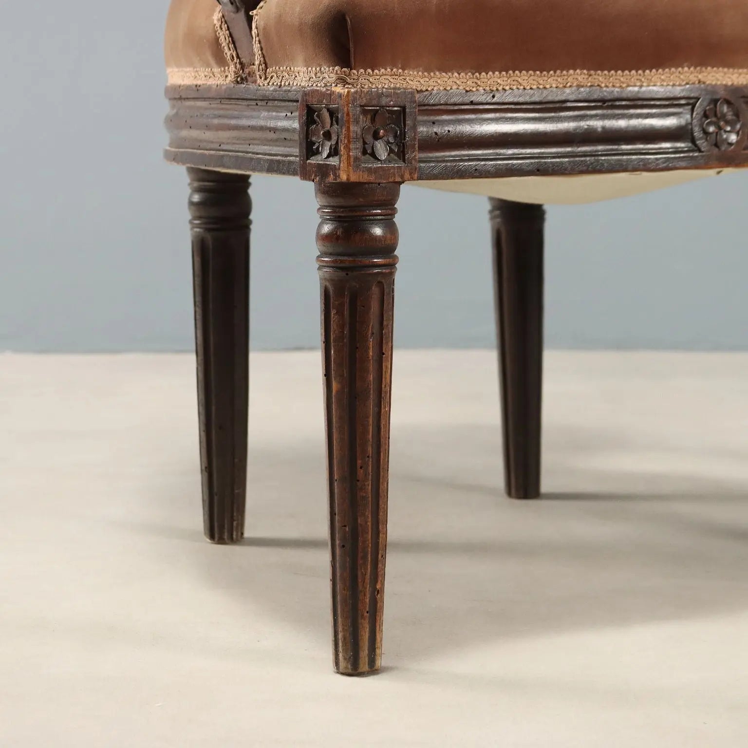 Antique Armchair Neoclassical Style Walnut Fabric Italy XVIII Century