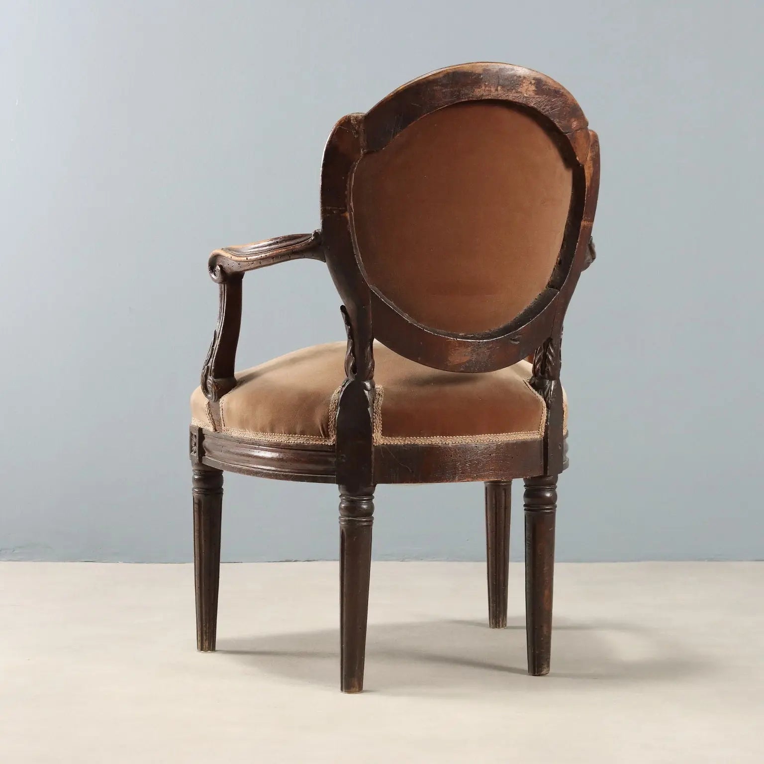 Antique Armchair Neoclassical Style Walnut Fabric Italy XVIII Century