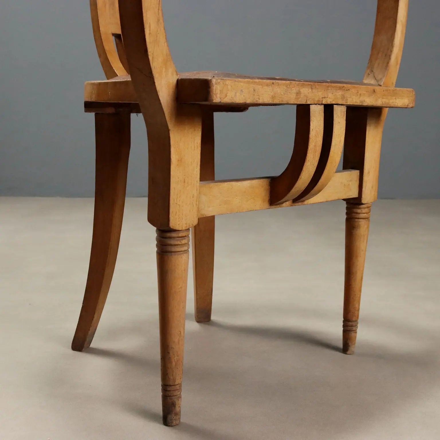 Art Nouveau Oak Armchair, Italy Early 20th Century
