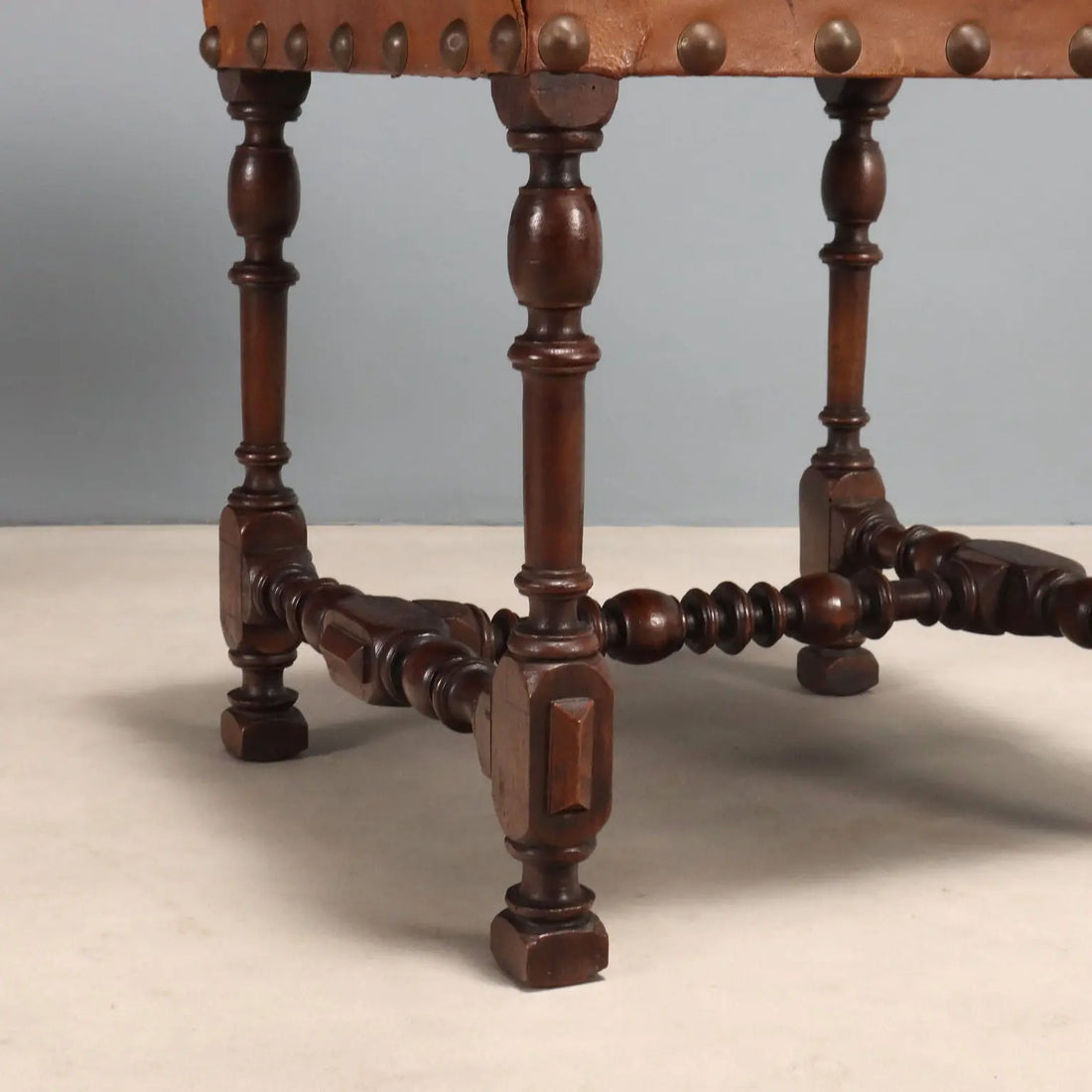 Antique Stools Neo-Baroque Walnut Leather Italy XIX Century - Italy, XIX Century | Antiques | Seating