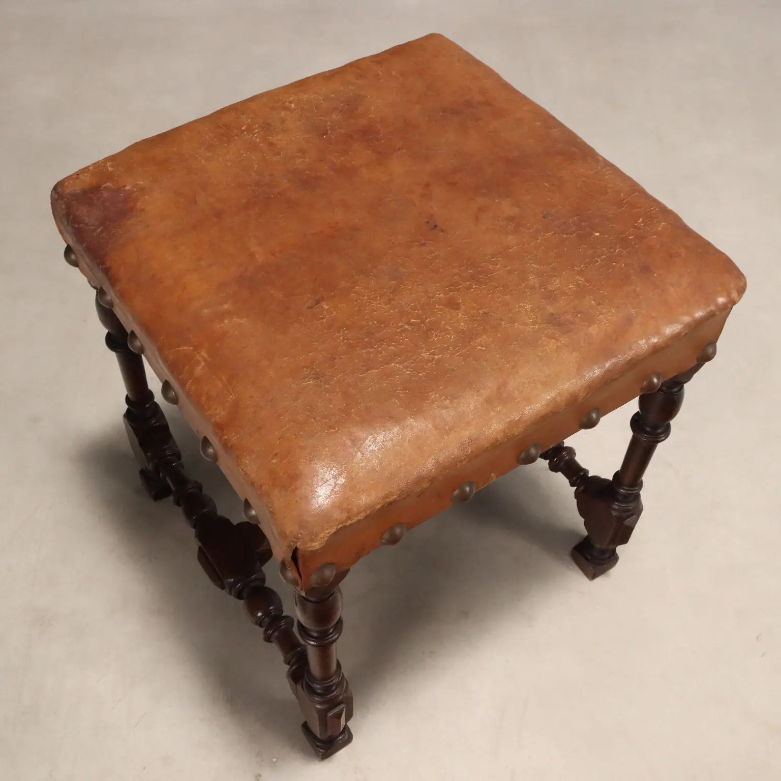 Antique Stools Neo-Baroque Walnut Leather Italy XIX Century - Italy, XIX Century | Antiques | Seating