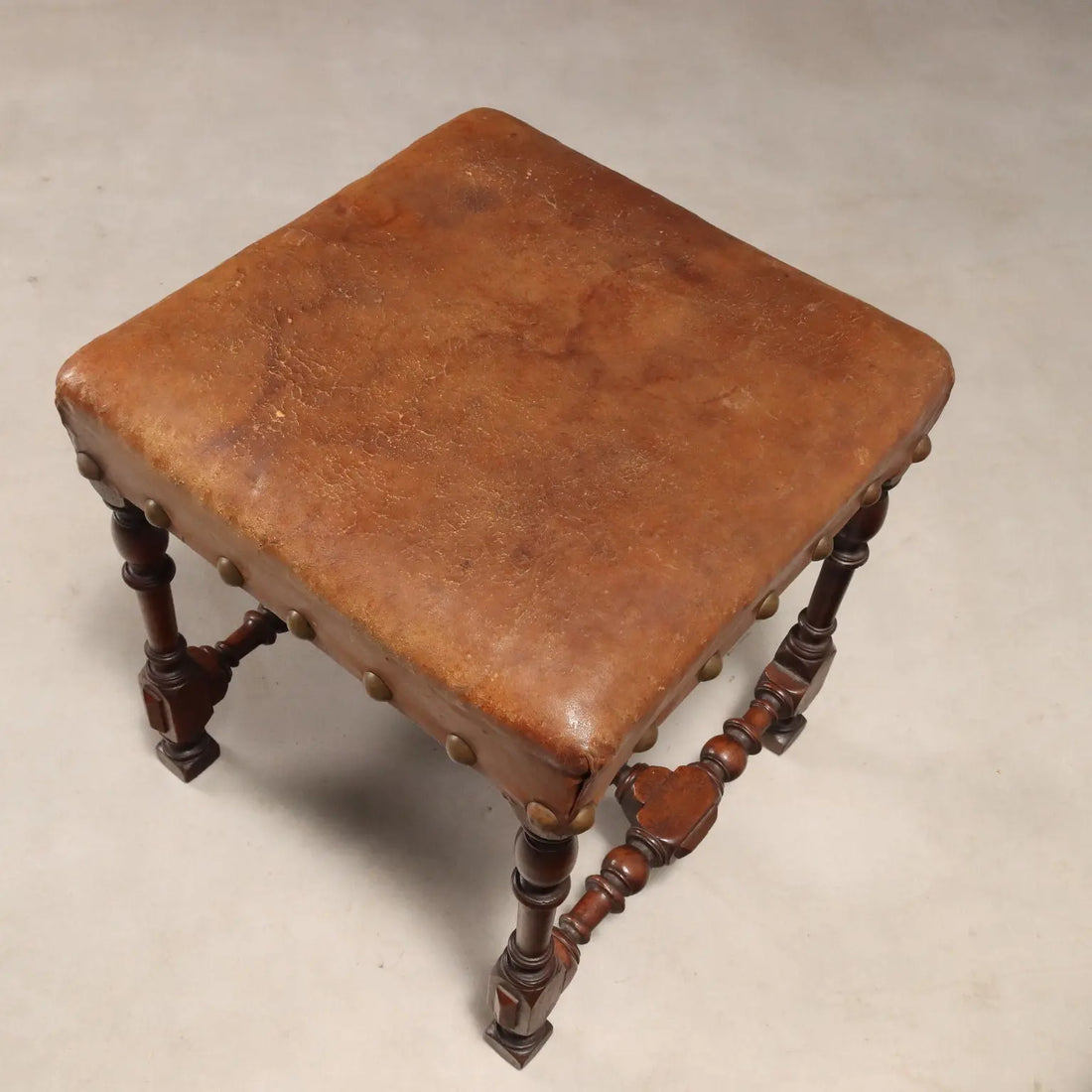 Antique Stools Neo-Baroque Walnut Leather Italy XIX Century - Italy, XIX Century | Antiques | Seating