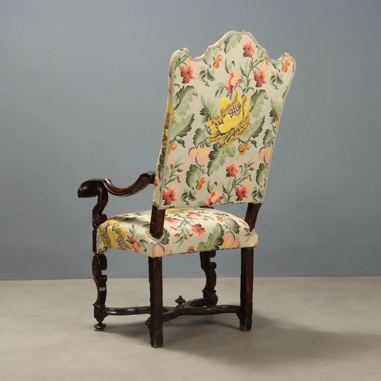 Antique Baroque Armchair Walnut Fabric Italy XVIII Century - Italy, Early XVIII Century | Antiques | Seating
