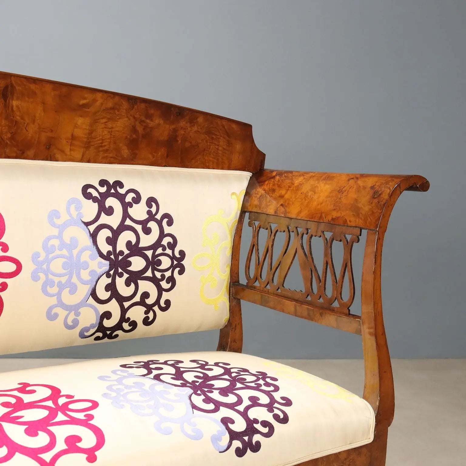 Antique Biedermeier Sofa Walnut Fabric Germany XIX Century - Germany, XIX Century | Antiques | Seating