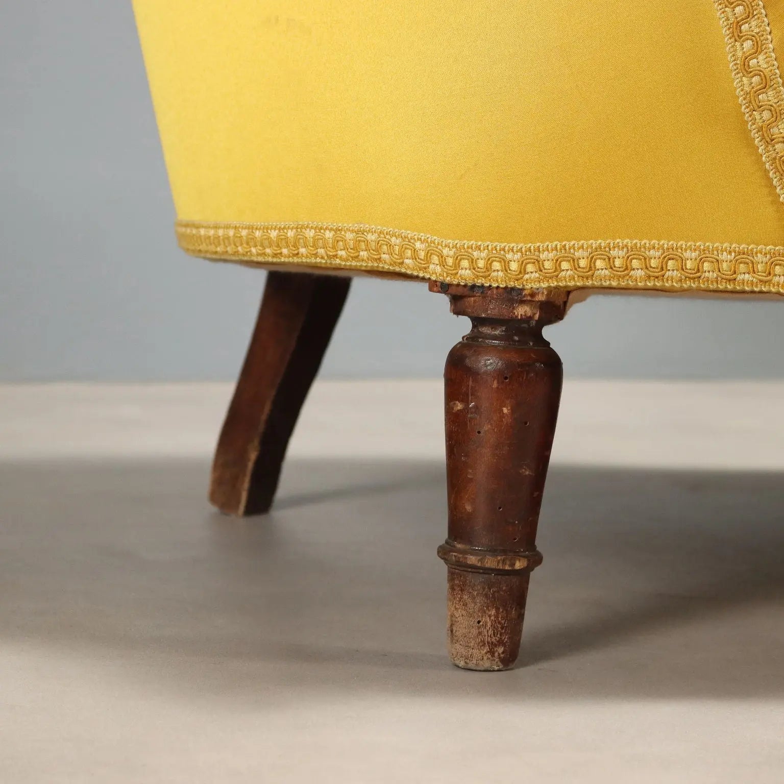 Antique Sofa Walnut Fabric Italy Late XIX Century