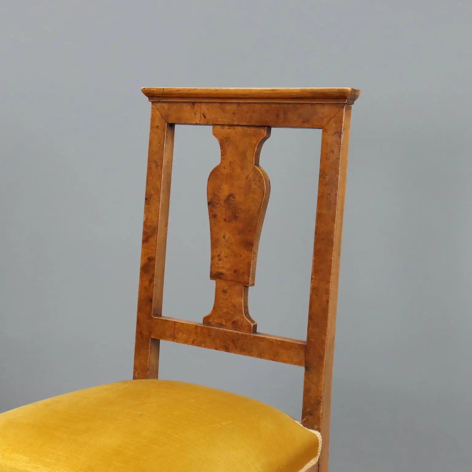 Antique Art Deco Chairs Walnut Burl Veneer Italy XX Century