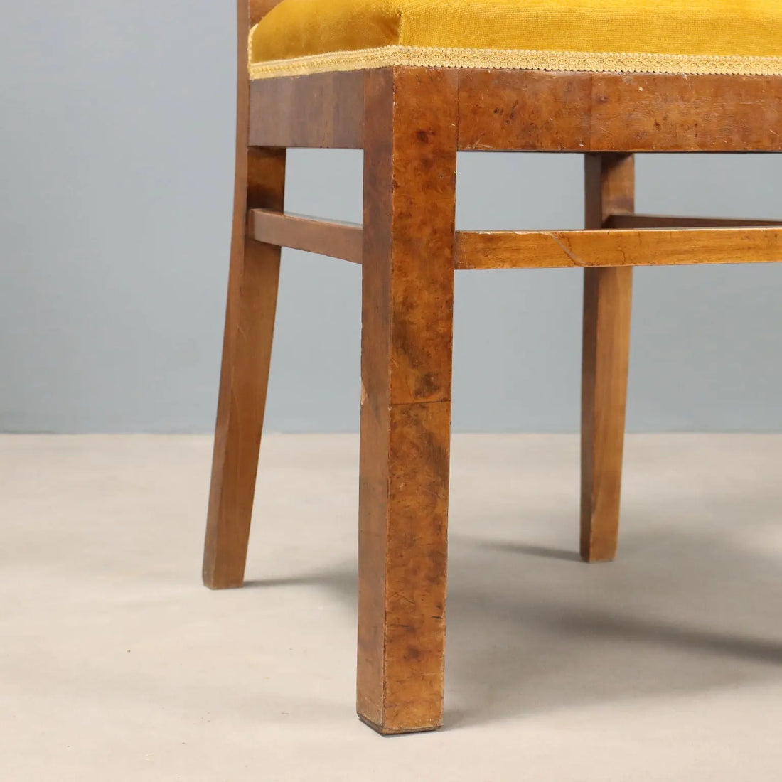 Antique Art Deco Chairs Walnut Burl Veneer Italy XX Century