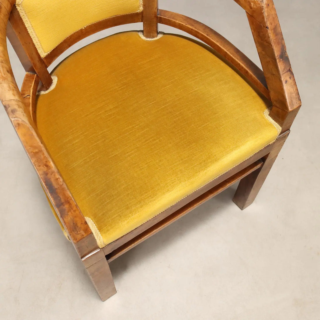 Antique Art Deco Chairs Walnut Burl Veneer Italy XX Century