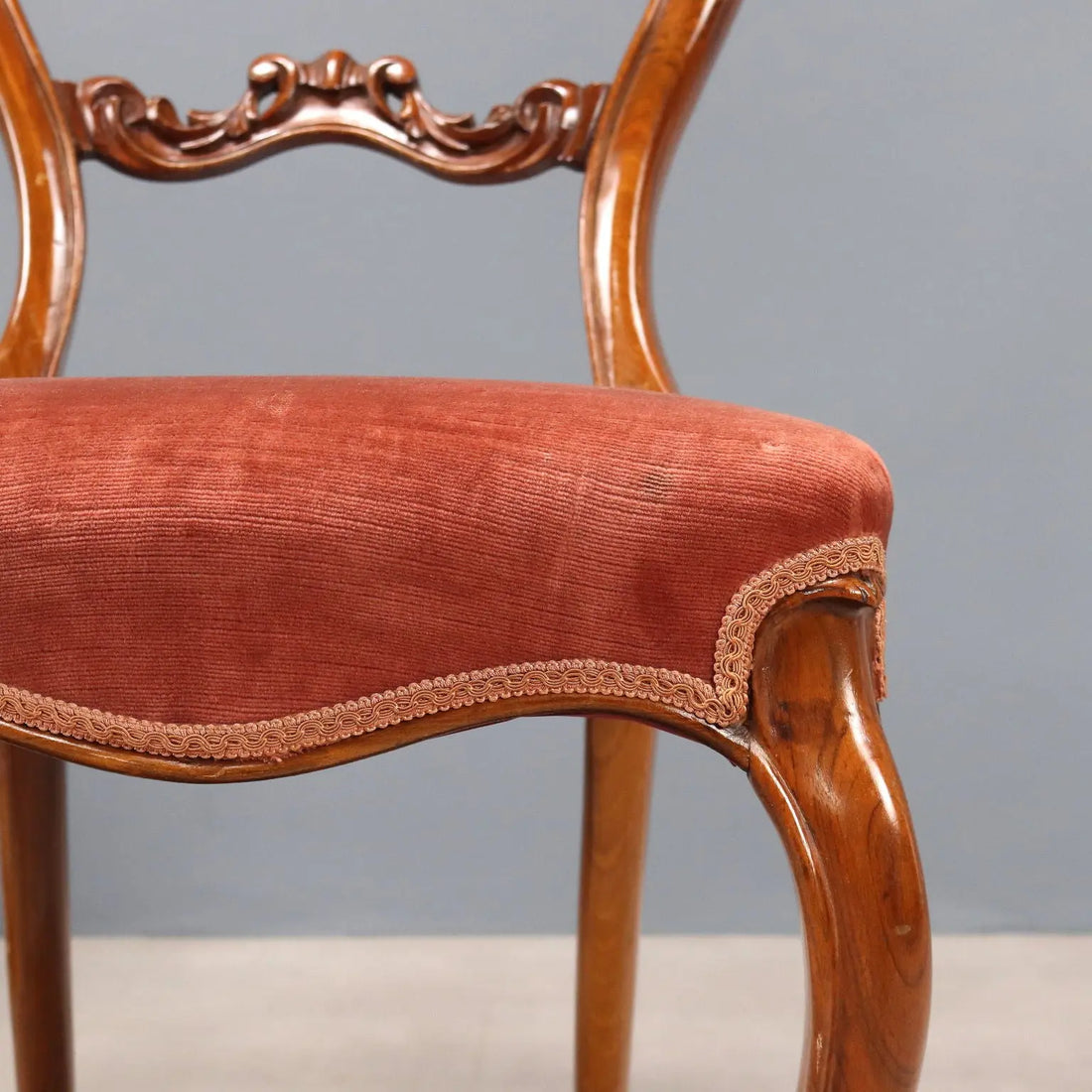 Antique Chairs Louis Philippe Walnut Fabric Italy XIX Century