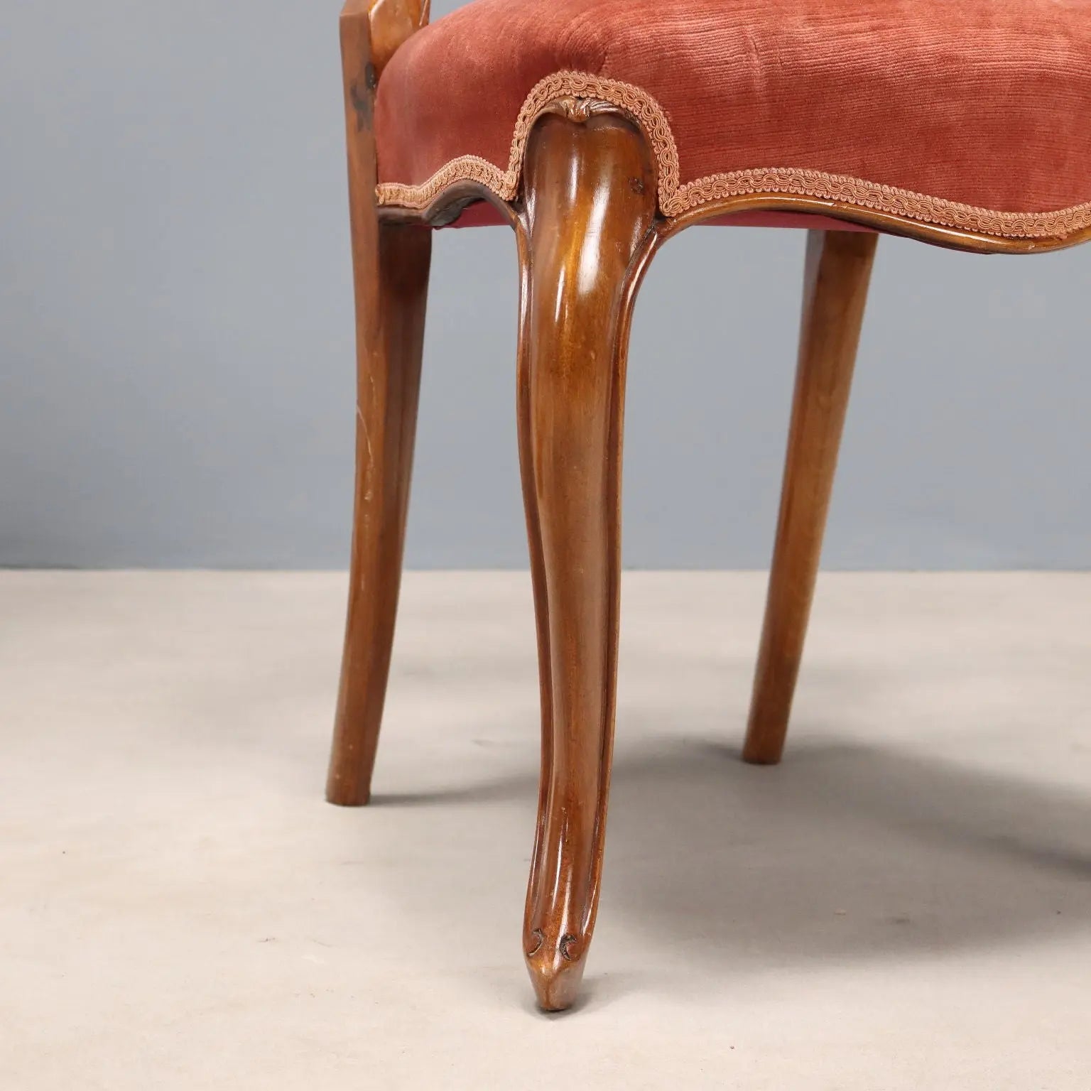 Antique Chairs Louis Philippe Walnut Fabric Italy XIX Century