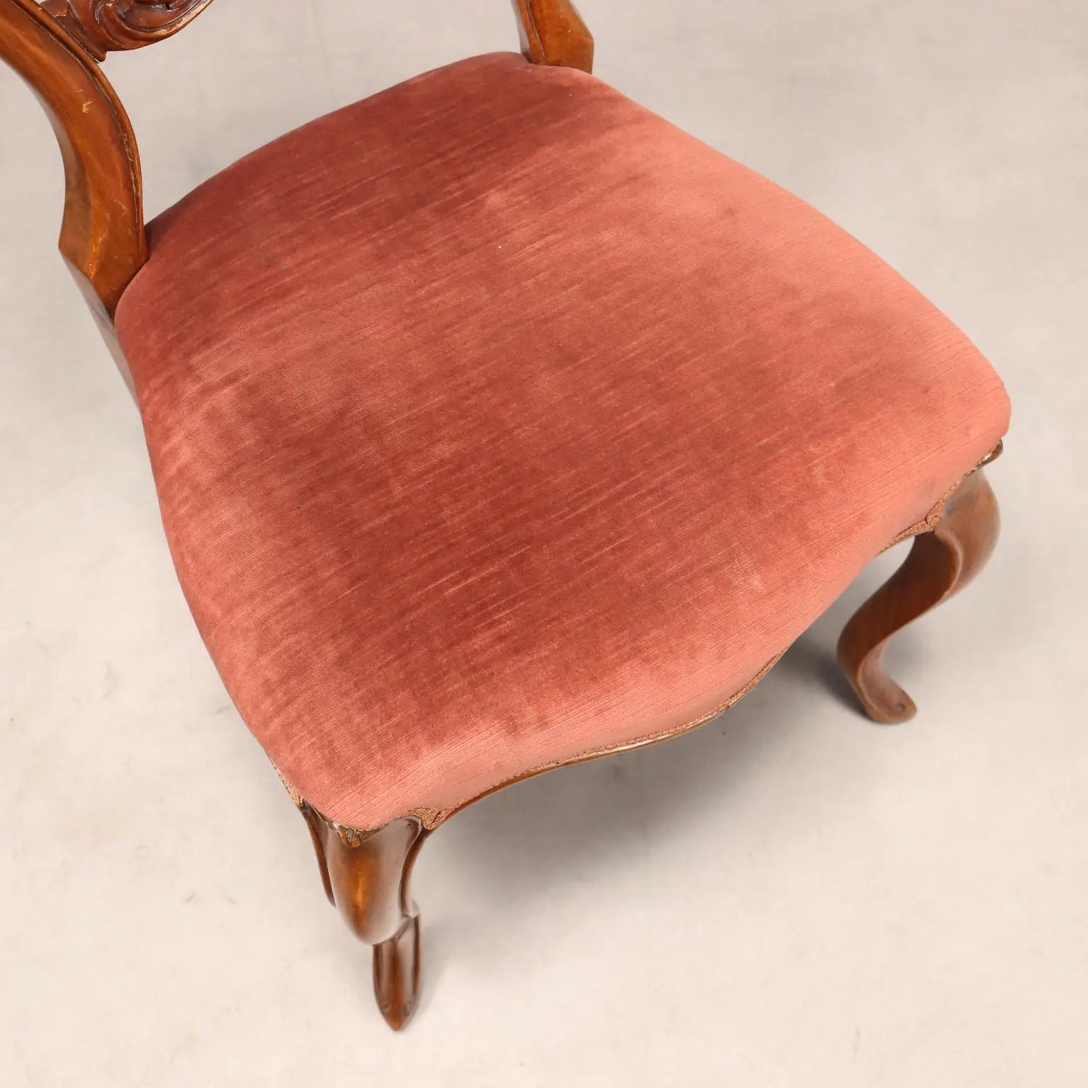 Antique Chairs Louis Philippe Walnut Fabric Italy XIX Century