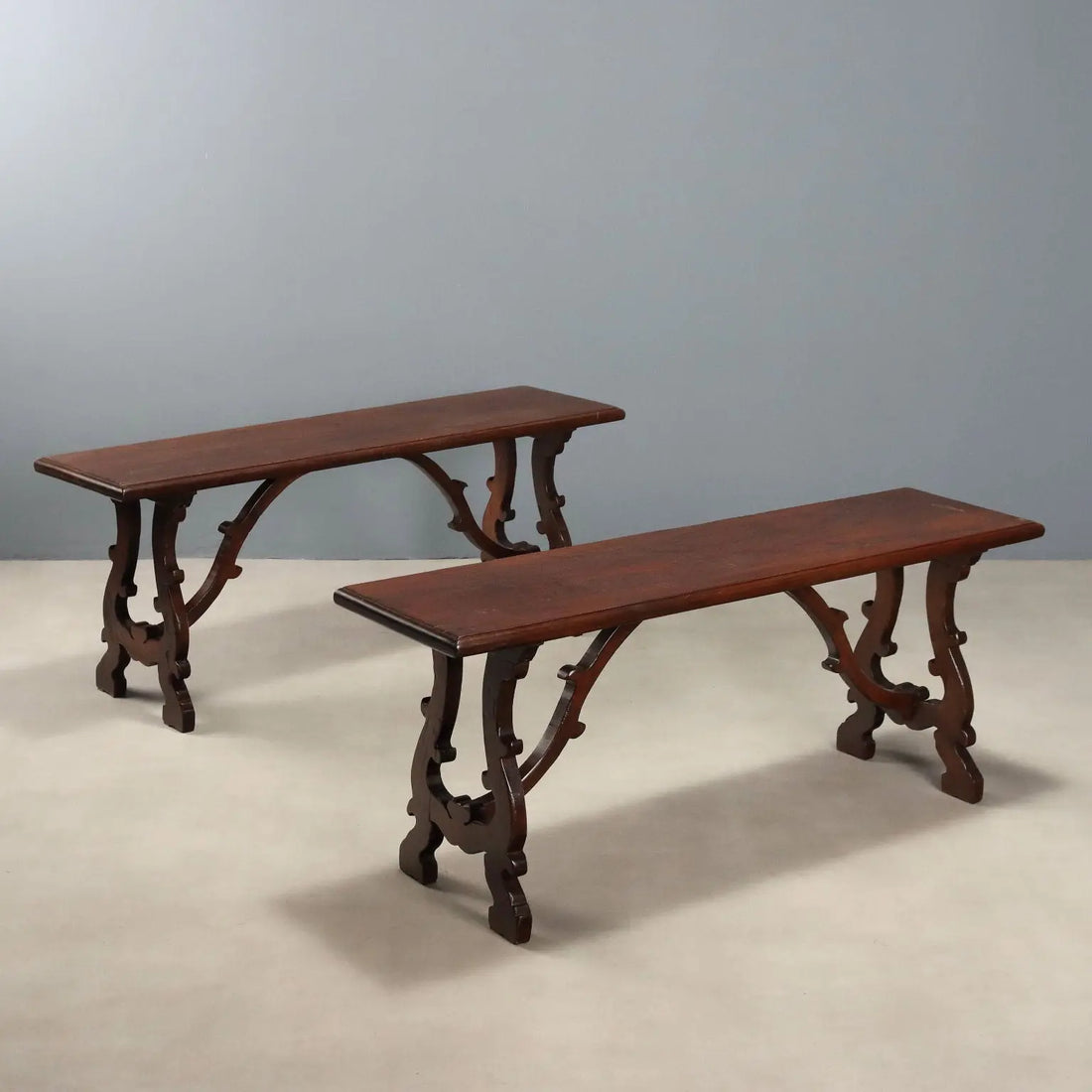Antique Benches Walnut Italy Mid XX Century
