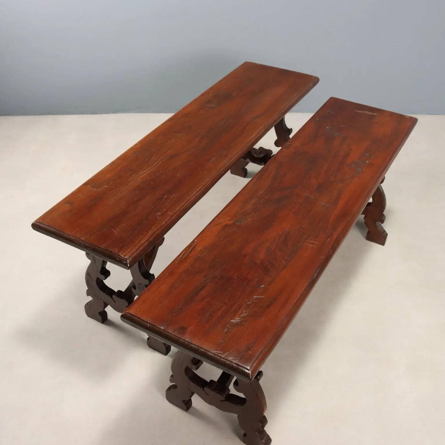 Antique Benches Walnut Italy Mid XX Century