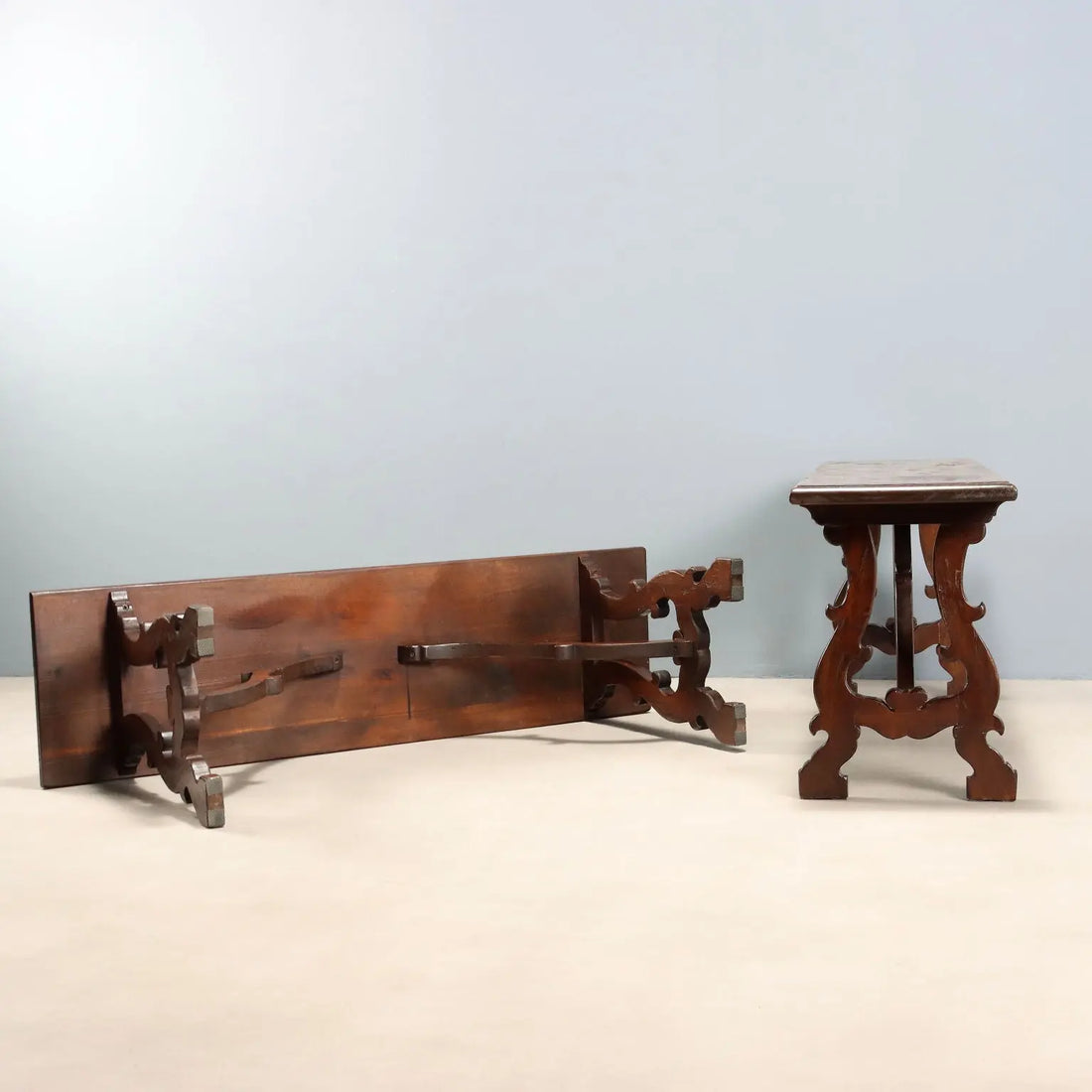 Antique Benches Walnut Italy Mid XX Century