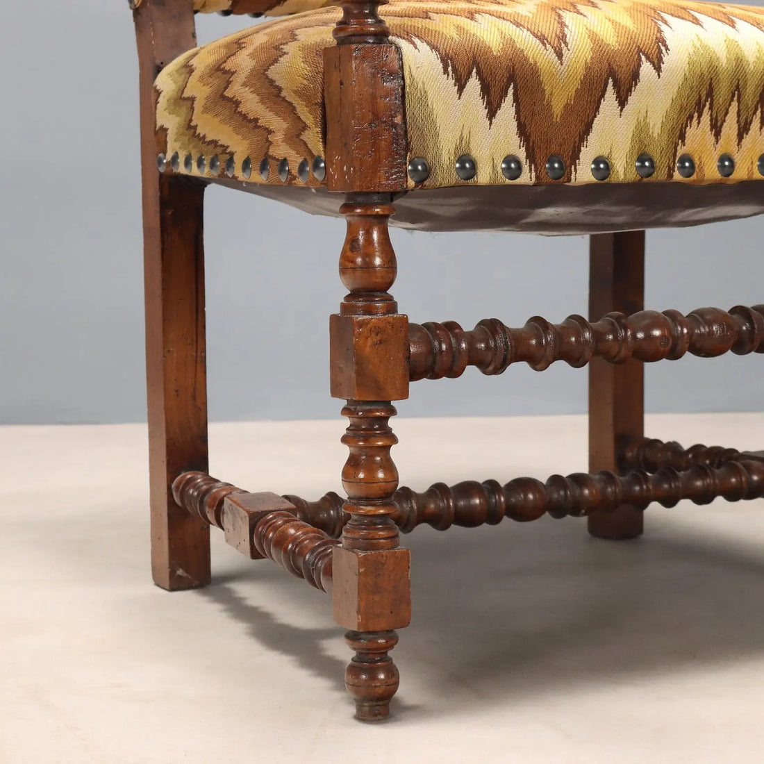 Antique Baroque Armchairs Beech Linden Fabric XVIII Century