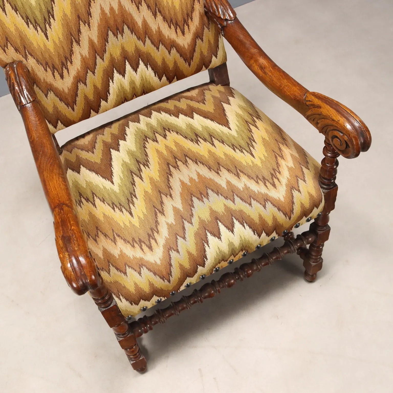 Antique Baroque Armchairs Beech Linden Fabric XVIII Century
