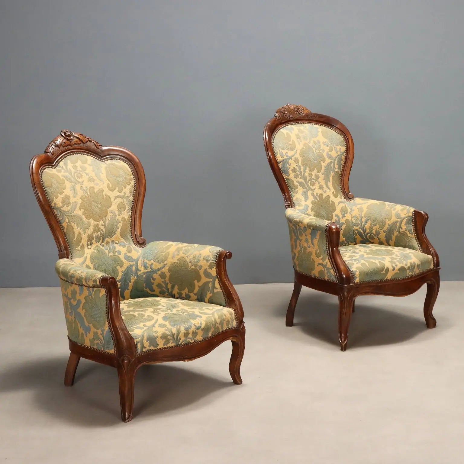 Luigi Filippo Walnut Armchairs - 19th Century Italy