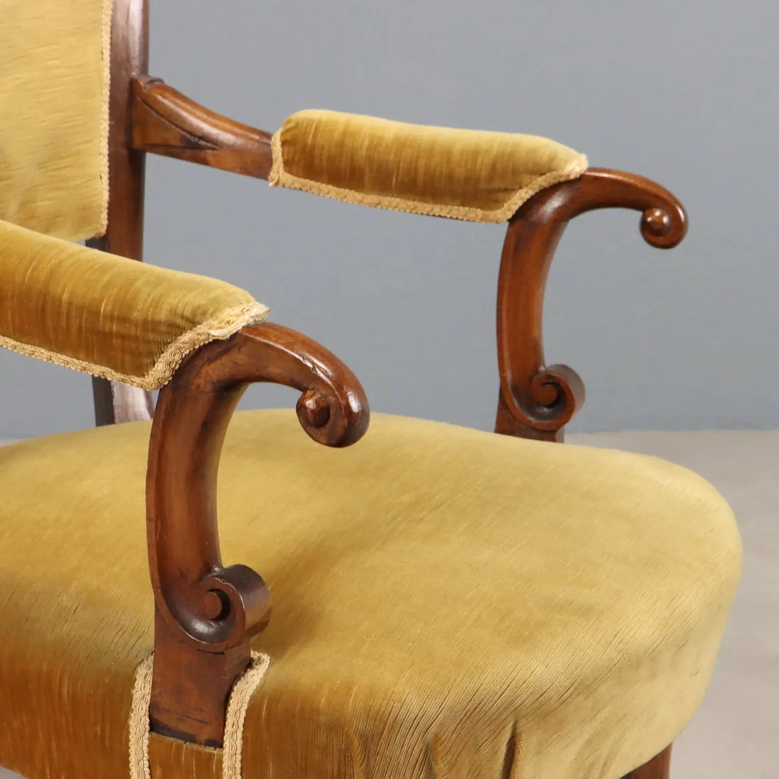 Antique Walnut Armchair, Late 19th Century
