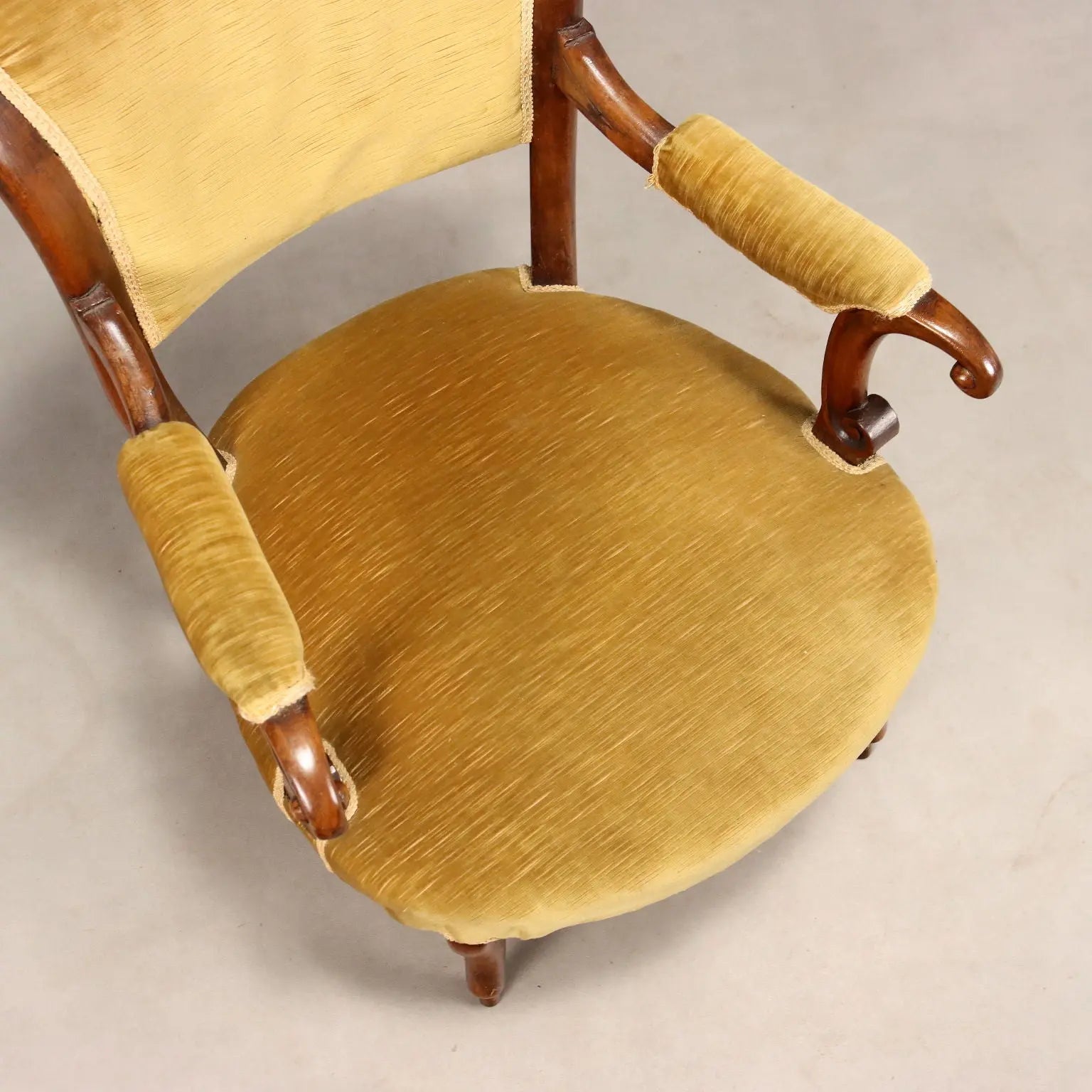 Antique Walnut Armchair, Late 19th Century